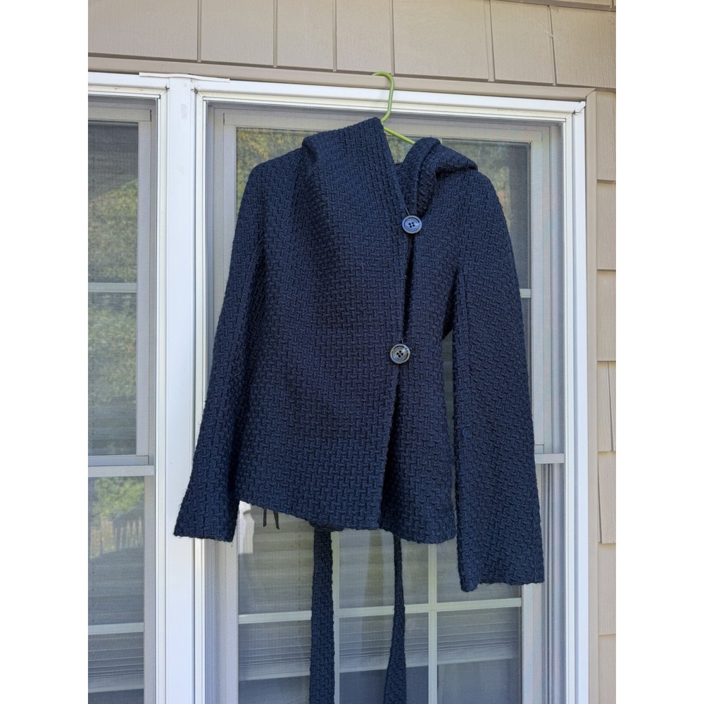 BCBGMAXAZRIA navy blue Wool Hooded Winter Jacket Size Small - Excellent